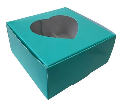 cod: 2543 (10u) CAJA VERDE AGUA BOMBONES GALLETITAS CHOCOLATES - medida: 10x10x5