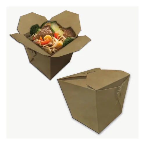 cod: 2528 (100u) CAJAS PARA WOK Y COMIDA MARRÓN LAMINADO INTERIOR - medida: 9.7x9.7x9.7