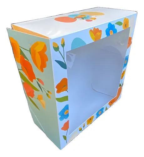 cod: 3540 (10u) CAJAS VENTANA VISOR DISEÑO PASCUA ROSCA TORTA - medida: 23x23x10