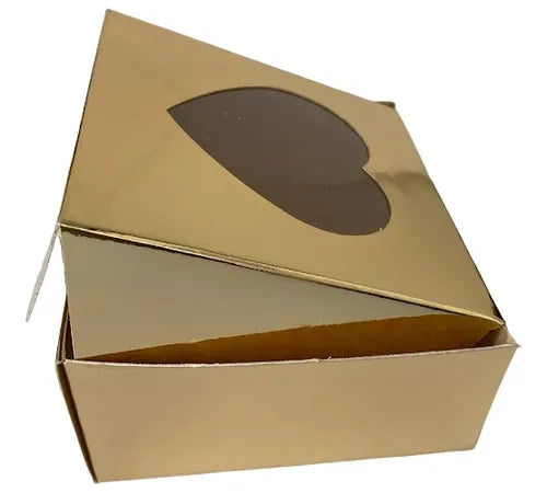 cod: 2551 (10u) CAJA DORADA CHICA VISOR BOMBONES SOUVENIRS I - medida: 10x10x5