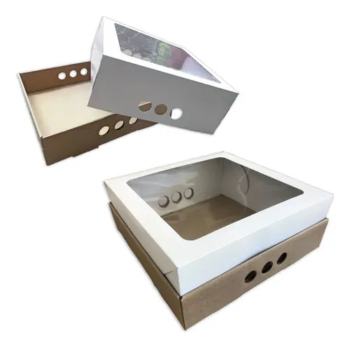 cod: 4293 (50u) CAJAS PARA DESAYO BANDEJA Y TAPA VISOR - medida: 32x32x12