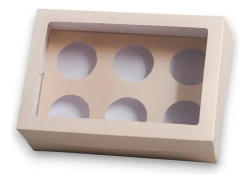 cod: 3791 (25u) CAJA 6 CUPCAKE CON CA VISOR PVC U - medida: 26x18x5.4