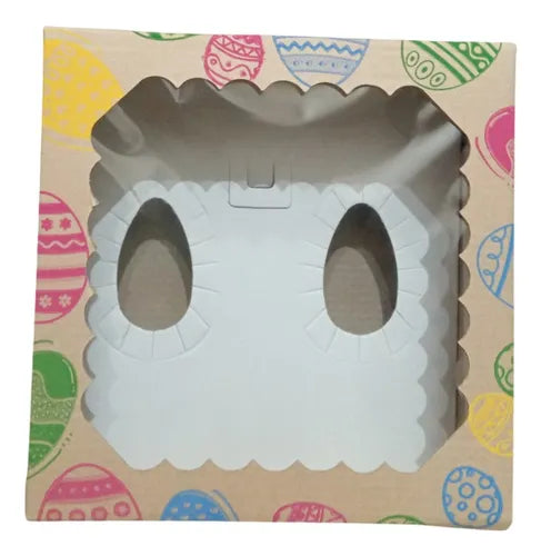 cod: 3209 (20u) CAJA CON VISOR CARTÓN MICRO / HUEVOS DE PASCUA - medida: 20x20x10