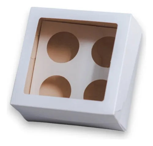 cod: 3004 (25u) CAJA 4 CUPCAKE CON CA VISOR PVC U 052Q4 - medida: 18x18x6