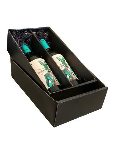 cod: 4361 (5u) CAJA DE CARTÓN NEGRA PARA VINOS 2 BOTELLAS - medida: 34x19x10
