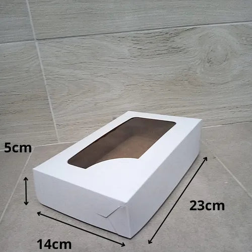 cod: 3545 (10u) CAJA C/VISOR BLANCA MULTIUSOS IDEAL ALFAJORES - medida: 23x14x5