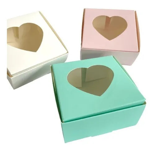 cod: 2559 (10u) CAJA AGUAMARINA VISOR BOMBONES - medida: 10x10x5