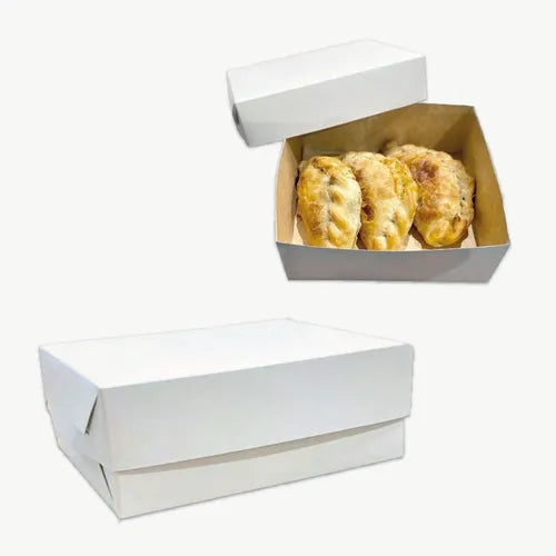 cod: 2927 (100u) CAJAS DE EMPANADAS PARA 3 BASE Y TAPA BLANCA - medida: 16x13.5x6.2