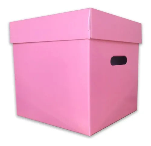 cod: 4540 (1u) CAJA CUBO DISEÑO CARTON COLOR ROSA - medida: 40x40x40