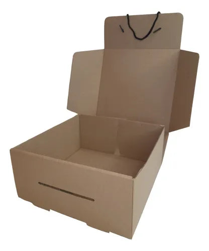 cod: 323 (10u) CAJA 19X13X5 REGALO KRAFT CORRUGADO CORDON AUTOARMABLE (10U) COD:323 - medida: 19x13x5