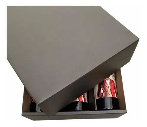 cod: 4365 (80u) CAJA NEGRA DE CARTÓN ECOMMERCE - 3 BOTELLAS NEGRO - medida: 34x28x10