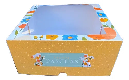 cod: 3542 (10u) CAJAS ESTAMPADAS PASCUA IDEAL ROSCA TORTA - medida: 23x23x13