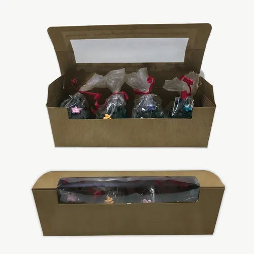 cod: 3606 (100u) CAJA PARA HUEVOS DE PASCUA Nº 6 Y 7 KRAFT C/VISOR - medida: 24x7x7