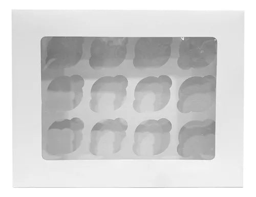 cod: 4315 (10u) CAJA PARA 12 CUPCAKES O MADALENAS  CON VISOR   I. - medida: 33x26.5x11