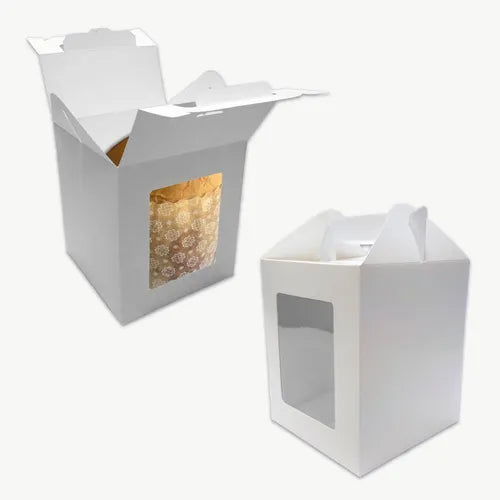 cod: 3262 (100u) CAJAS PARA PAN DULCE 1 KG  CON VISOR PVC Y MANIJA - medida: 20x17x4