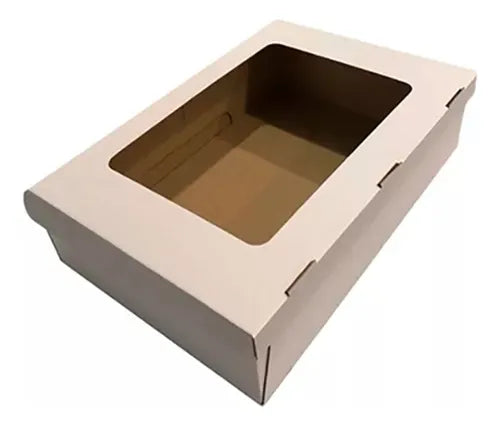 cod: 4558 (100u) CAJA CON VISOR  TORTA,CATERING,SÁNDWICH, MUFFIS - medida: 43x30x11