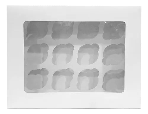 cod: 4316 (10u) CAJA PARA 12 CUPCAKES O MADALENAS CON VISOR   I. - medida: 33x26.5x11