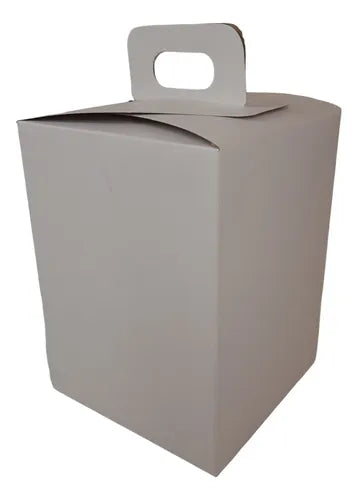 cod: 083 (10u) CAJA 12X12X16 PANNETONE BLANCO CARTON MANIJA (10U) COD: 083 - medida: 16x12x4