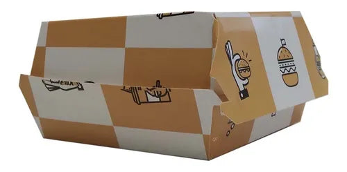 cod: 2628 (25u) CAJA PARA HAMBURGUESA - IMPRESA - medida: 11x11x5