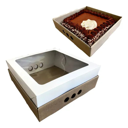 cod: 4291 (25u) CAJAS PARA TORTAS CUADRADAS ALTAS TAPA CON VISOR - medida: 32x32x12