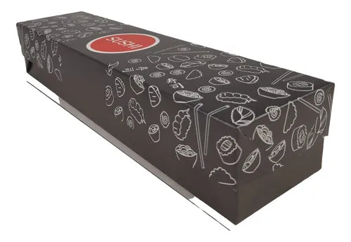 cod: 094 (10u) CAJA 28X6.5X5 SUSHI COL CARTON LAMINADO Base y Tapa (10U) COD: 094 - medida: 28x6.5x5