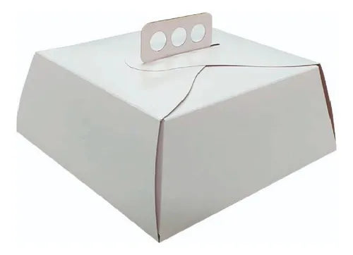 cod: 4100 (50u) CAJA PARA TORTA BLANCA LISA  - 50 - medida: 30x30x12