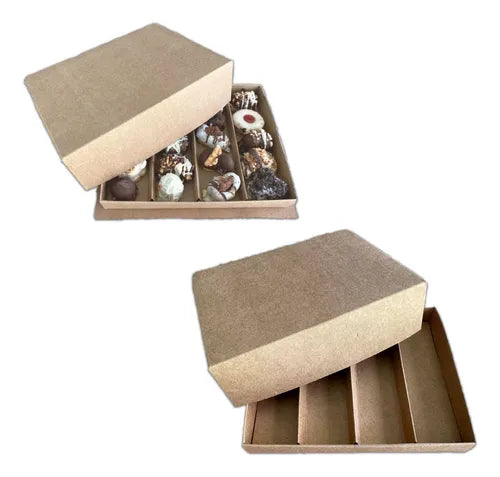 cod: 3373 (50u) CAJAS PARA MASAS 1/2 KG CON DIVISORES MARRÓN - medida: 21x16.5x6
