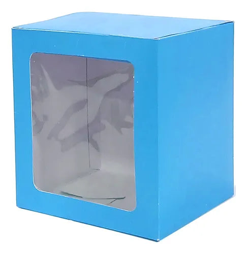 cod: 2747 (10u) CAJA TAZA CUPCAKES SOUVENIR CON VISOR ROSA CELESTE - medida: 12.5x11.3x10.5