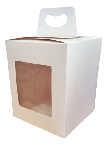 cod: 2990 (100u) CAJA PAN DULCE MEDIO KILO 1/2 CON VENTANA - BLANCA - medida: 17.5x14.5x14.5