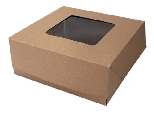 cod: 3613 (50u) CAJA TORTA 24  KRAFT O BLANCO CON VISOR - medida: 24x24x12