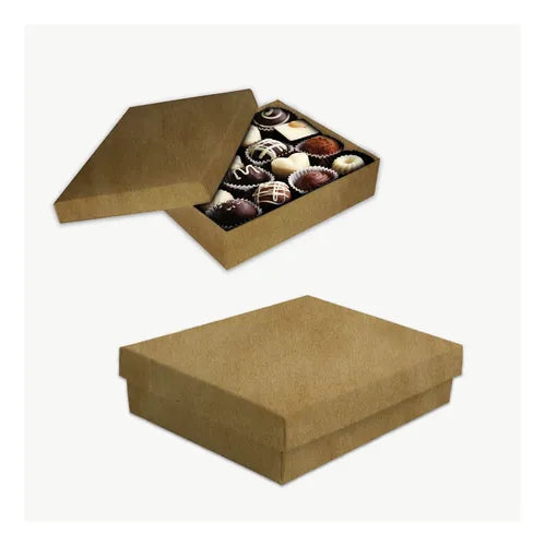 cod: 2751 (100u) CAJAS PARA BOMBONES 1/4 KG BIJOREGALOS  KRAFT - medida: 12.5x10x3