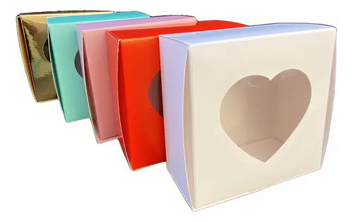 cod: 2547 (120u) CAJAS SURTIDAS VISOR CORAZÓN BOMBONES COOKIES CHOCOLATES - medida: 10x10x5