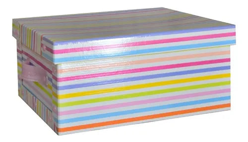 cod: 4470 (1u) CAJA BAULERA RAYADA ORGANIZADORA MEDIANA  COLOR RAYAS - medida: 39x30x18