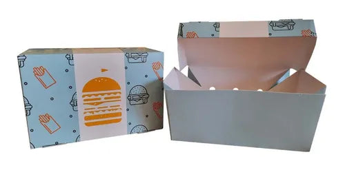 cod: 2153 (50u) CAJAS PARA HAMBURGUESAS C/PAPAS - ARGENTO - IMPRESA - medida: 0x0x0