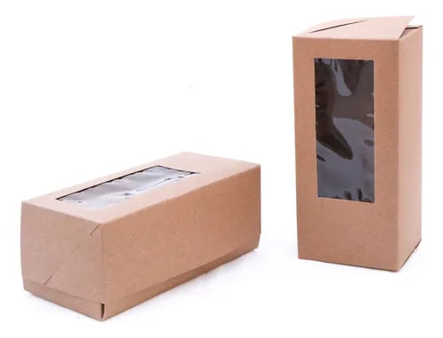 cod: 3556 (10u) CAJA BUDINERA BUDÍN CHICO CON VISOR KRAFT - medida: 23.5x10.5x9