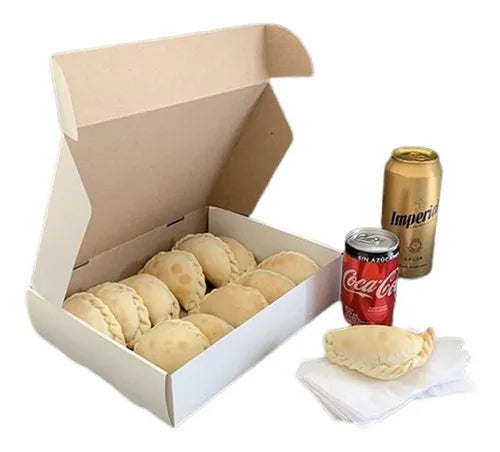 cod: 3873 (25u) CAJA CARTÓN PIZZA EMPANADA MEDIALA  REVERSIBLE - medida: 27x21x7