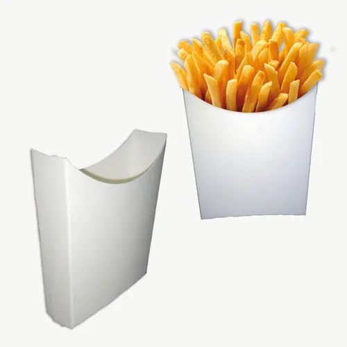 cod: 2395 (50u) CAJAS CONOS SOBRE PAPAS FRITAS RABAS    GRANDES COLOR BLANCO CONO PARA PAPAS FRITAS - medida: 0x0x0
