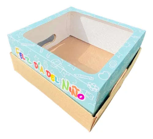 cod: 3646 (10u) CAJAS CON VISOR Y MANIJA PARA DESAYOS - medida: 25x25x12