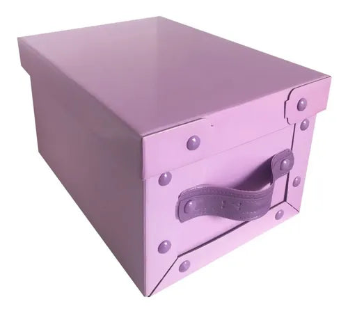 cod: 4304 (1u) CAJA BAULERA ORGANIZADORA CHICA  CON MANIJA COLOR LILA - medida: 32x23x18