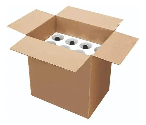 cod: 4263 (100u) CAJA PARA 6 BOTELLAS DE VINO  CARTON CORRUGADO - medida: 32x23x16