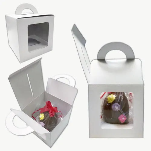 cod: 2655 (100u) CAJAS PARA HUEVOS DE PASCUA Nº 8 Y 10   CON VENTANA - medida: 11.4x11.4x11.4