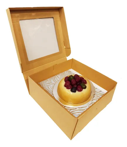cod: 4169 (25u) CAJA DESAYO TORTA REGALOS  CON VISOR  ECOLÓGICA - medida: 30x30x18