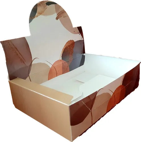 cod: 3524 (50u) CAJA ALFAJORES GRANDES C/PESTAÑA EXHIBIDORA - IMPRESA - medida: 22.5x16.5x6.2