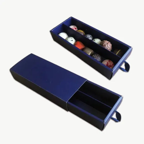 cod: 3108 (100u) CAJA PARA BOMBONES FOSFORERA DIVISOR 10-12 AZUL - medida: 19x8x3.5