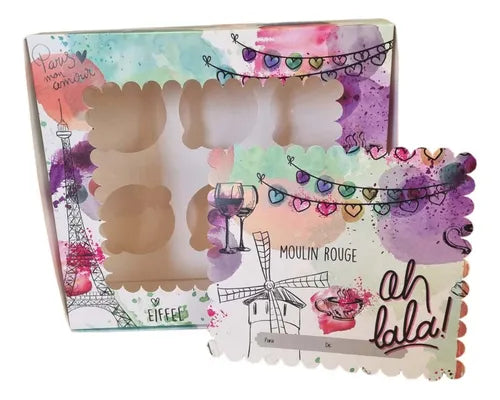cod: 2170 (25u) CAJA PARA CUPCAKE CON CA  - IMPRESA - medida: 0x0x0