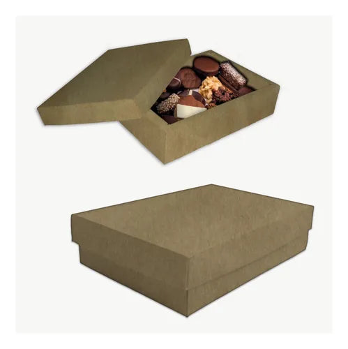 cod: 3060 (100u) CAJAS PARA BOMBONES 1/2 KG KRAFT BIJOREGALOS - medida: 18.7x13.5x4.7