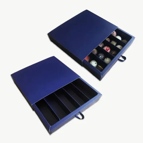 cod: 3380 (100u) CAJA PARA BOMBONES FOSFORERA DIVISOR 20/25   AZUL - medida: 21x17x3.5