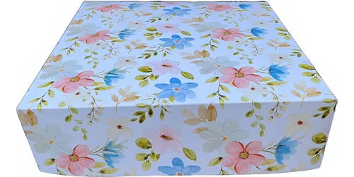 cod: 3572 (10u) CAJA  ESTAMPADA FLORES TORTA PASTELERIA PANADERIA  10 - medida: 24x24x7