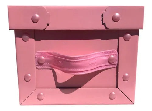 cod: 4471 (1u) CAJA BAULERA ROSA PASTEL ORGANIZADORA MEDIANA - medida: 39x30x18