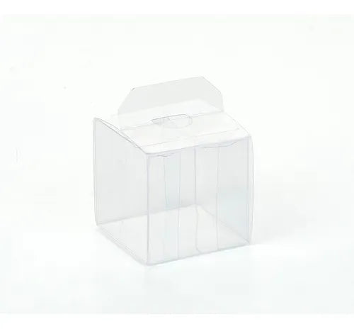 cod: 2465 (25u) CAJA CUBO PVC CRISTAL SOUVENIR MACARONS BOMBÓN  25U - medida: 6x6x6